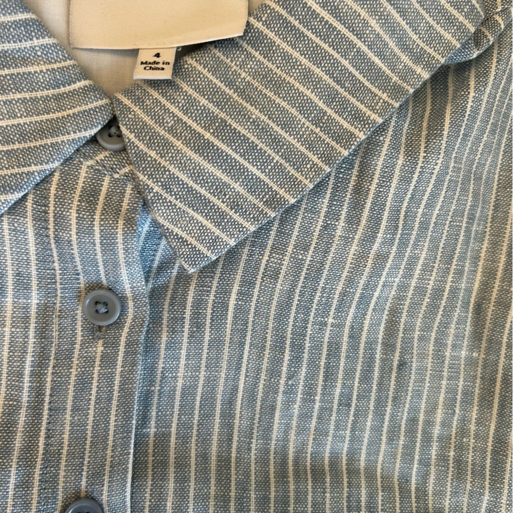 NEW Reformation Prim Linen Midi Dress - Blue White Stripes Casual - Picture 6 of 9